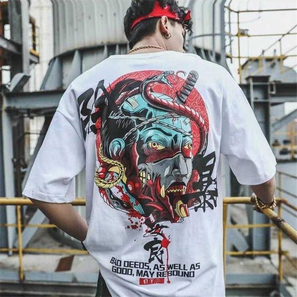 

cool oversized t shirt men high street hip hop t-shirt men women summer blouse casual loose devil print tshirt streetwear, White;black
