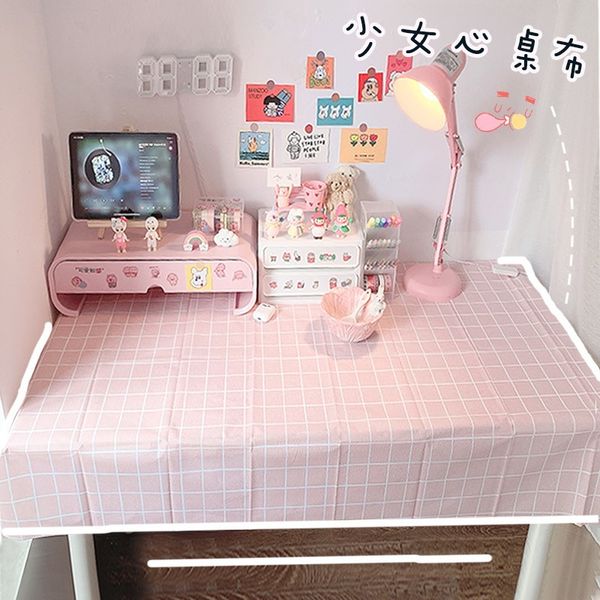 

pvc tablecloth ins wind waterproof oil proof non washable nordic net red student dormitory computer lattice learning desk mat