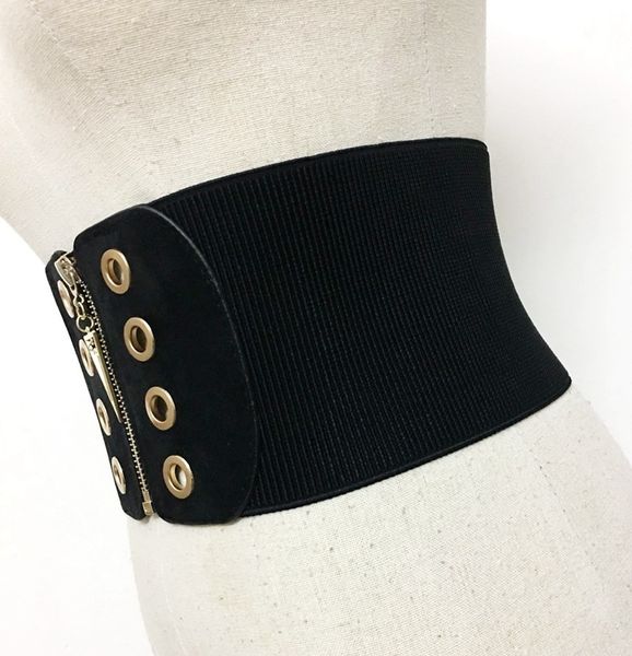 

chicever knitted elasticity waist female belts for women cummerbund good quality corset bodycon slim wide belt fashion 201120, Black;brown