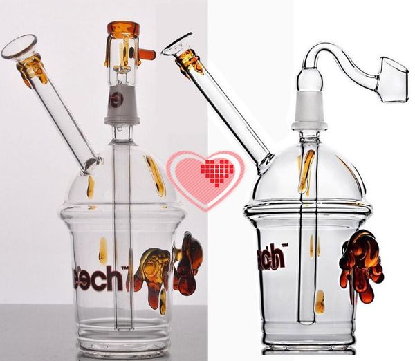 Cookahs Water Pipe Double Chamber Соты и НЛО Башня Perc Dab Буровые Установки стеклянные бонги с 14 мм Соединенным шаром