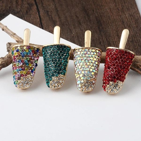 

sparkling popsicle brooch creative shirt badges pin metal broches for women backpacks badge pines jewelry brooches accessories, Gray