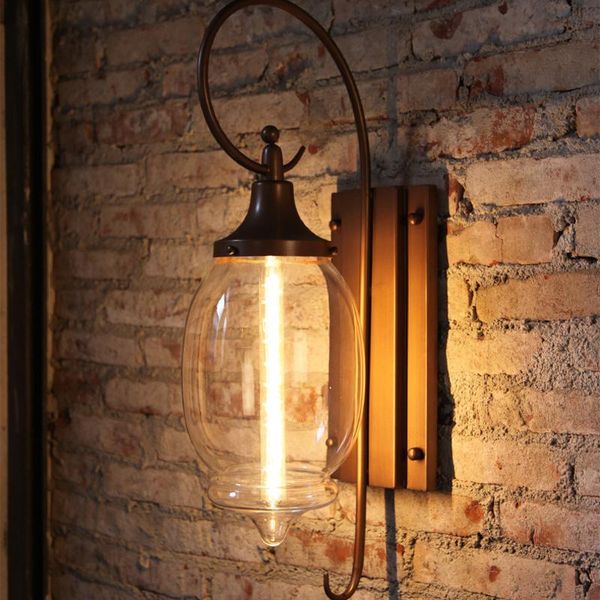 

wall lamp american creative outdoor waterproof retro paint hardware clear glass e27 garden decoration led lighting 40w bulb