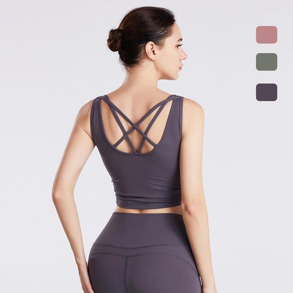 

gym clothing sleeveless women sports vest shockproof solid color slim elastic fitness beauty back yoga short sleeve sportswear1, White;black