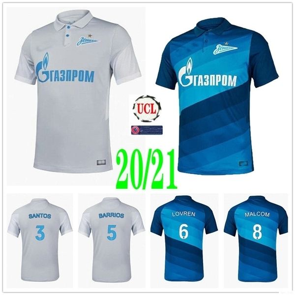 

2020 2021 st. petersburg zenit soccer jerseys 10 dzyuba 7 azmoun malcom artem barrios kuzyaev custom 20 21 home blue football shirt uniform, Black;yellow