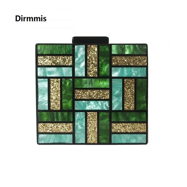 

new brand fashion women evening bag cute green gold acrylic handbags luxury square party prom wedding bags casual vintage clutch y201224