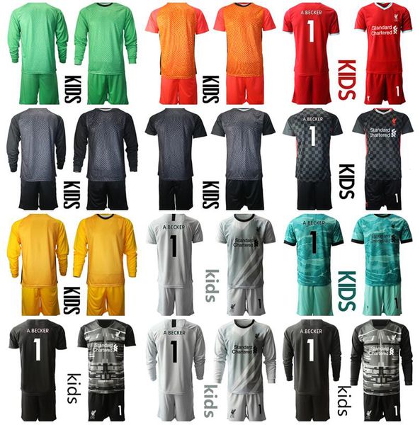 

kids culb goalkeeper soccer long sleeve alisson becker youth adrian jersey set simon mignolet pepe reina goalie football shirt kits l-w-p, Black