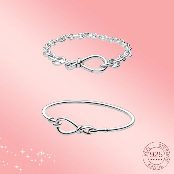 

charm bracelets gifts for the yea 925 sterling silver winter collection lnfinite knot bracelet fit diy women original fashion pan jewelry, Golden;silver
