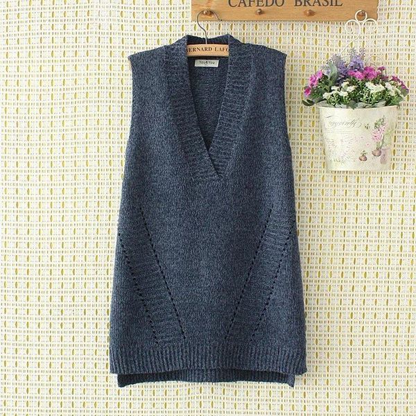 

plus size spring big loose vest sleeveless color sweaters 2021 new fashion knitted v neck wool female wear pullovers, White;black