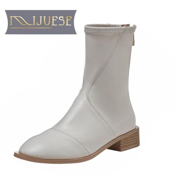 

mljuese 2021 women soft ankle boots microfiber zippers boots winter short plush square toe low heel women, Black