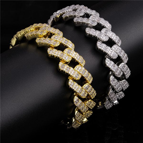 

17mm wide 7" 8" 9" mens hip hop iced out blingbling cz cuban bracelet link chains fashion rapper bracelets male hiphop jewelr, Black