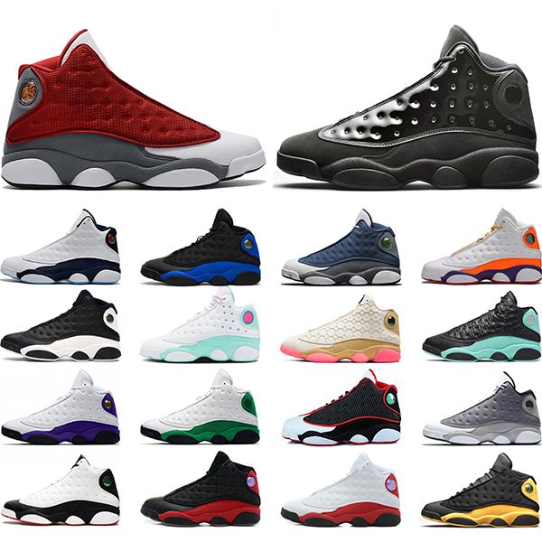

jumpman men basketball shoes 13 13s red flint dark powder blue hyper royal playground he got game mens trainers sports sneakers, White;red