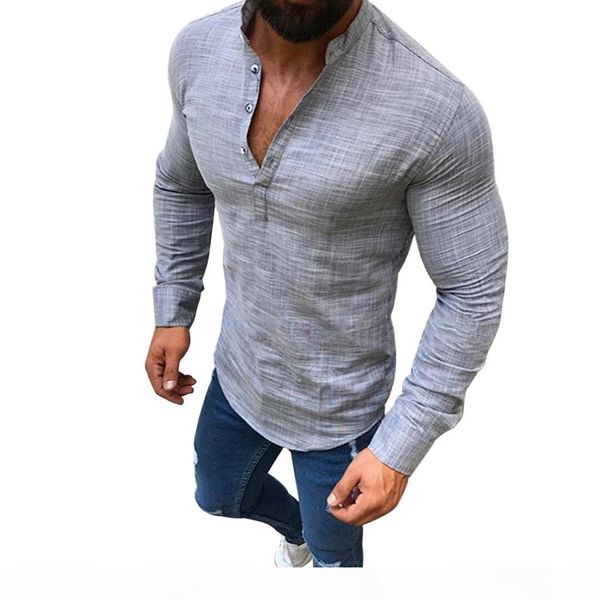 

2018 cotton linen men's summer shirt casual loose v neck long sleeve men solid color plus size shirts chemise homme, White;black