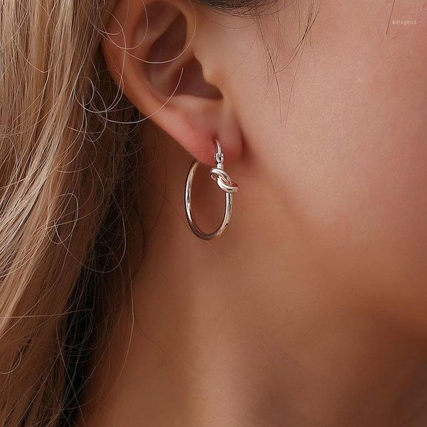 

hoop & huggie luokey korean style spiral twisted earring for women fashion punk ear rings female party statement jewelry drop1, Golden;silver