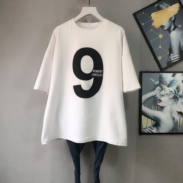 

2021 autumn new arrival european version thick t- shirt loose thin half- sleeve sanding short- sleeved plus size, White