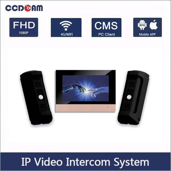 

1 ip video intercom indoor master station + 2 ip video intercom waterproof -resistant door bell station kit1