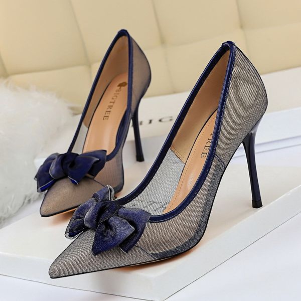 

2021 woman 9cm high heels scarpins knit lace girly stiletto blue wedding black fetish hollow shoes 8rrp