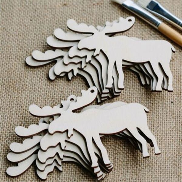 

10pcs/set tree ornaments wood chip snowman deer socks hanging pendant christmas decoration xmas gift crafts
