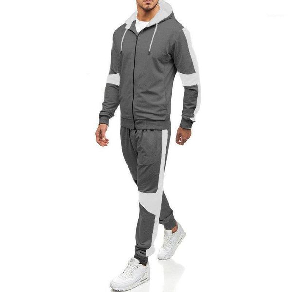 

hirigin men clothes new fashion men 2018 autumn long sleeve casual zippers suit hooded long pant suit1, Gray