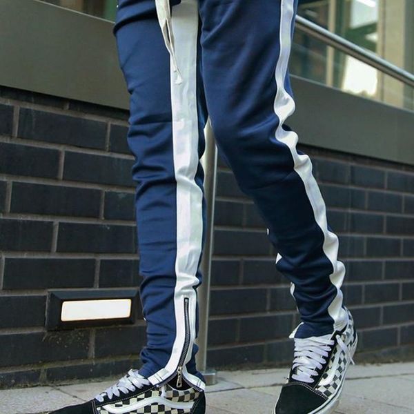 

men's casual running pants fitness men sportswear tracksuit gym jogging tight street pants outdoor exercise breathable bottoms, Black