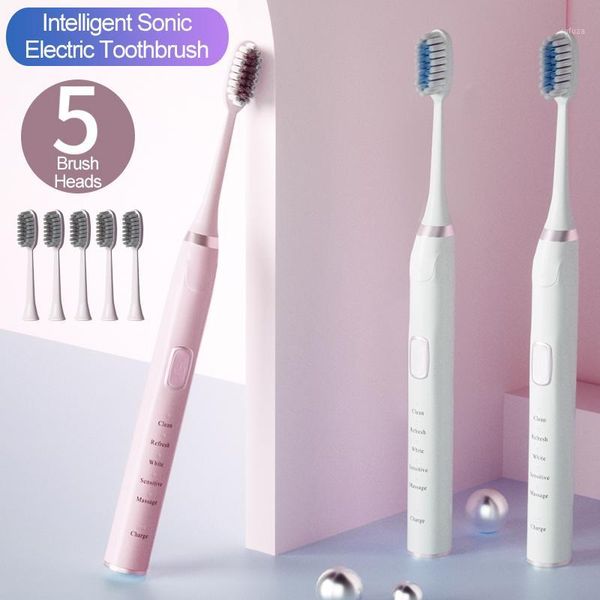 

smart electric toothbrush fat sonic usb rechargeable ultrasonic automatic dental tooth brush with 5 heads ipx7 waterproof1