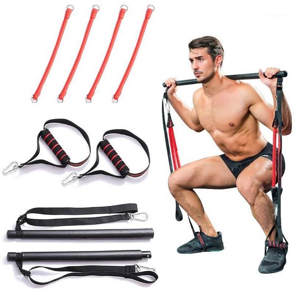 

resistance bands portable home fitness gym pilates bar system full body building workout equipment training kit sports exercise1