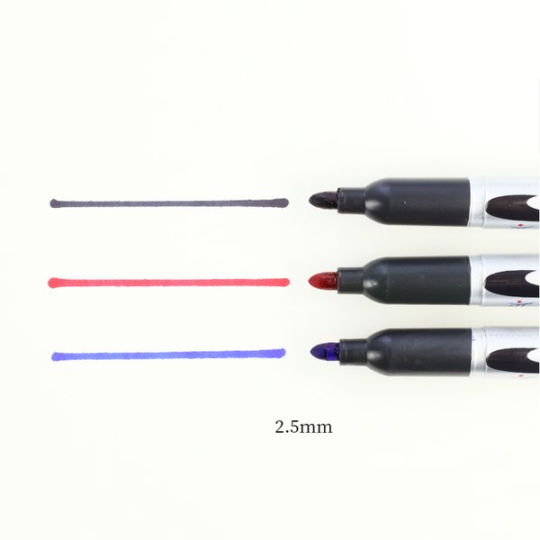 

3/6Pcs/Set 2.5mm Tip Permanent Marker Pen Black/Red/Blue Ink Art Marker Crude Nib Student School&Office Stationery KissButy