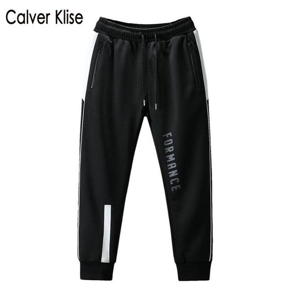 

men's pants calver klise high street joggers sweatpants mens hip hop side striped japanese streetwear trousers knitted casual harem, Black