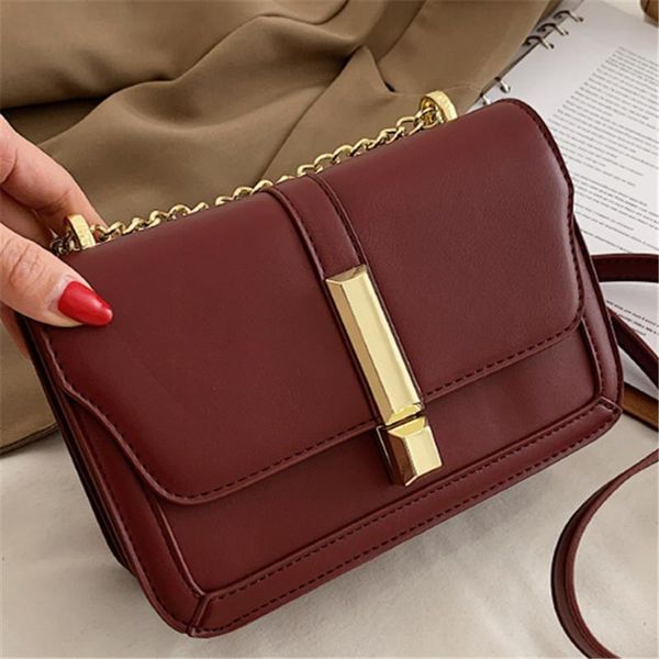 

shoulder bags simple lock square bag for women's trend pu chain casual lady high-quality leather crossbody handbags tote sac