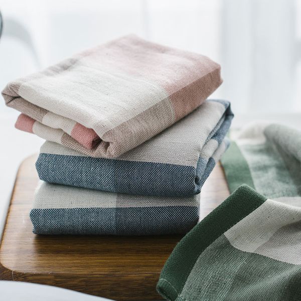 

pure cotton gauze towels square 34*34cm plaid adults face towel for kids towel sale
