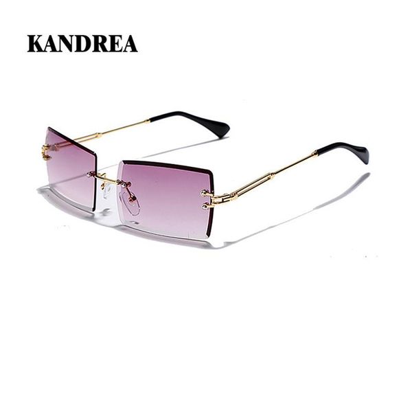 

sunglasses kandrea 2021 square rimless women metal 7 colors sun glasses man frameless oversized sunglass uv400 goggles, White;black