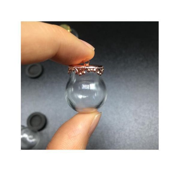 

500sets 20mm miniature terrarium glass bubble metal crown base tray jewelry necklace vial pendant diy wishing glass sqcbxj, Black