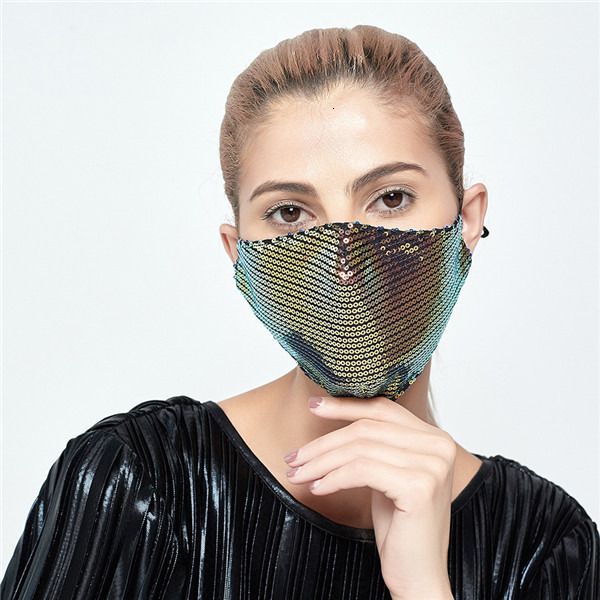 

fashion bling mask washable pm2.5 face shield multicolor sequins shiny face cover mount masks anti-dust mouth mask