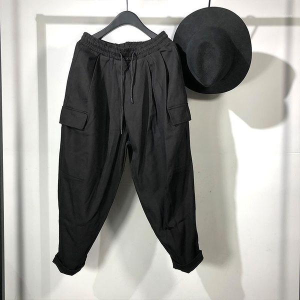 

owen seak men casual harem pants high street wear hip hop cargo ankle length pants preppy sweatpants spring1, Black