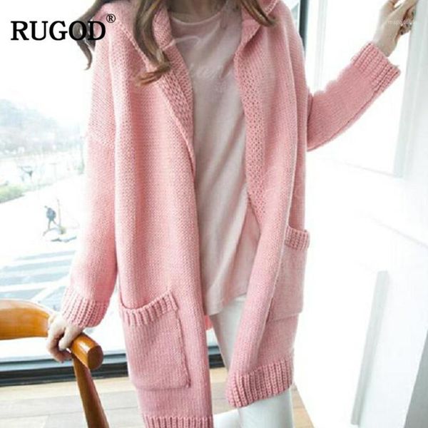 

rugod new fashion female solid sweater 2019 autumn winter thick casual hooded knitted oversized cardigans for women sueter mujer1, White