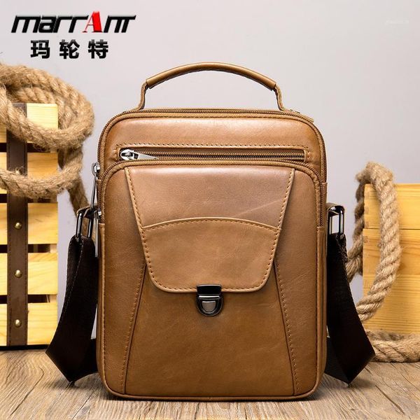

leather men 's handbag head one shoulder messenger bag leisure retro street trend small backpack menbag1