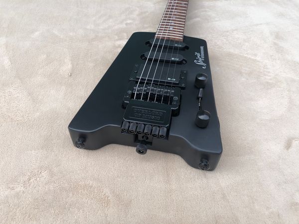 

selling in china headless electricguitar,black matte paint ,maple guitar head and mahogany body