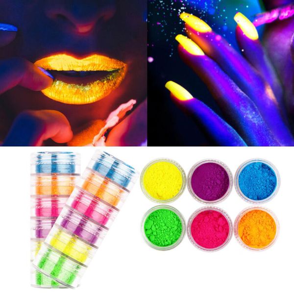 Moda Neon Göz Farı Tozu 6 Renkler 1 Sette Kalıcı Pırıltılı Göz Farı Pigment Mat Göz Farı Neon Toz Tırnak Glitter Kozmetik