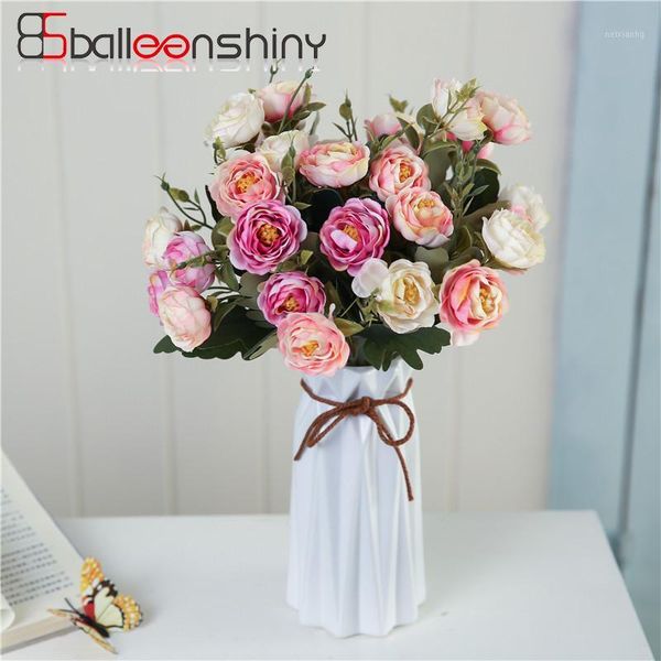 

decorative flowers & wreaths balleenshiny silk diy camellia artificial bride bouquet xmas party decor faux fake wedding home decoration1