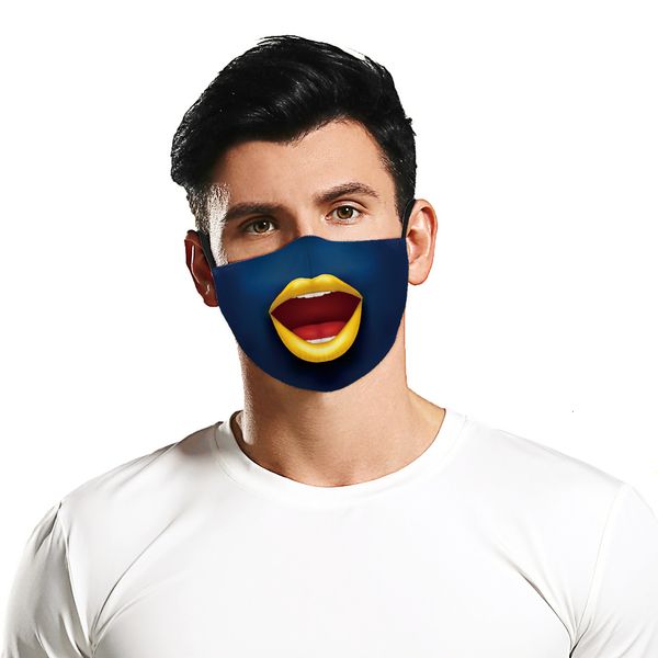 

big 3d mouth pattem hd mask printing character design adults reusable 5 layers filters protective pm2.5 washable face masks