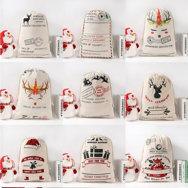 

canvas bags cotton factoryjaxfsacks monogrammable sack drawstring gift bag christmas decorations santa claus deer cgy105
