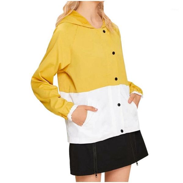 

fashion casual patchwork women's jackets long sleeve coat windbreaker cardigan hooded jacket 2021 spring autumn fashion women1, Black;brown