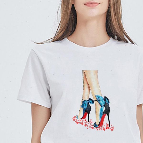 

fashion cool summer t shirt hip hop loose hipster pop ropa mujer high heeled shoes t shirts women retro pretty vintage tee, White