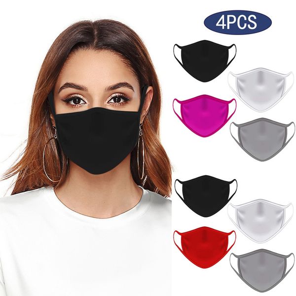 

factory newfabric solid 4 pm2.5 breathable pcs cotton color women men face mouth mask reusable new #40