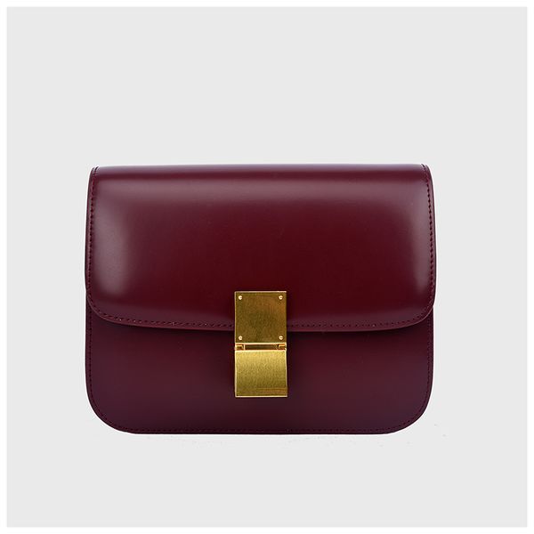 

classic simple atmosphere new first layer small cowhide box tofu bag leather kangkang bag single shoulder cross-body women's bag 20 inc, Black;red