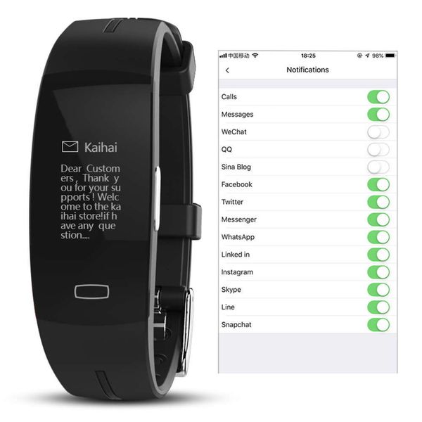 

kaihai h66 hypertension monitor ppg + ecg wristband fitns tracker watch intelligent gps tra