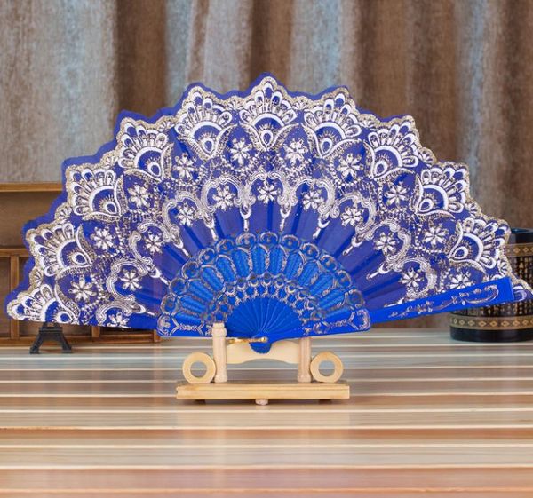 Ventaglio a mano vittoriano spagnolo tessuto floreale ricamato coda di pavone fan danza forniture per feste per regalo spedizione gratuita SN2177