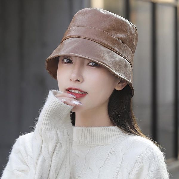 

wide brim hats gorro invierno hombre pu leather fisherman hat for women wholesale winter chapeau femme beanie, Blue;gray