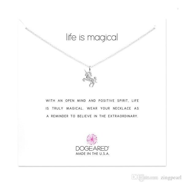 

factory3ilgsilver necklaces with card gold high pendant choker necklace for fashion women jewelry life is magicale8h8