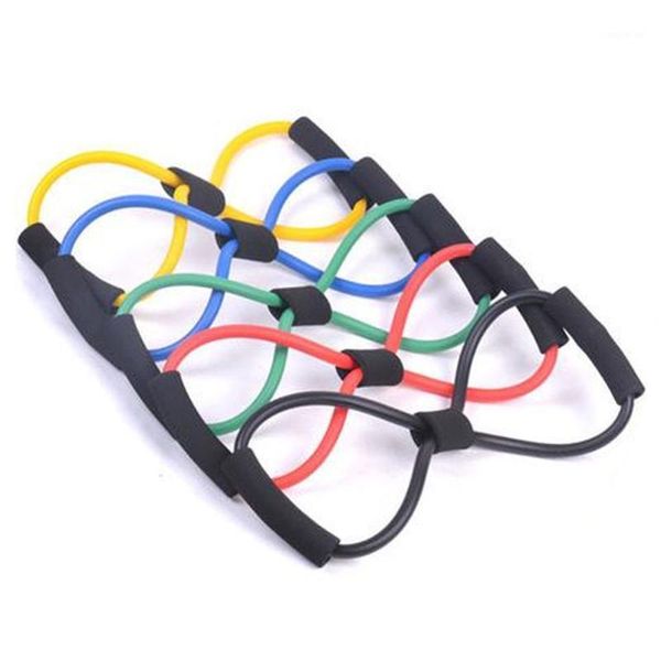 

hand grippers "8" shaped elastic rubber sports loop extension strap yoga expanding pilates fitness belt random color #1371