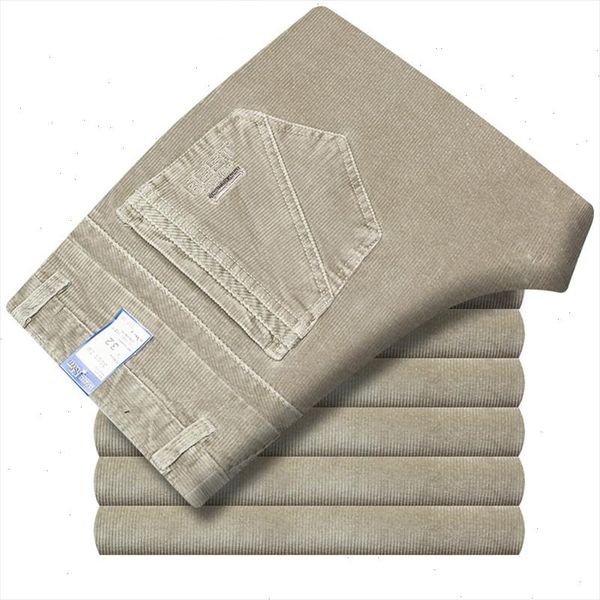 

autumn and winter pants men black khaki corduroy business casual pants loose elastic straight pants thick trousers male